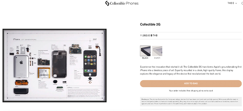 iPhone 2G รุ่นแรก ถูกนำมาแยกชิ้นส่วนใส่กรอบวางขายสำหรบนักสะสมในราคา 11,500 บาท 2025 2