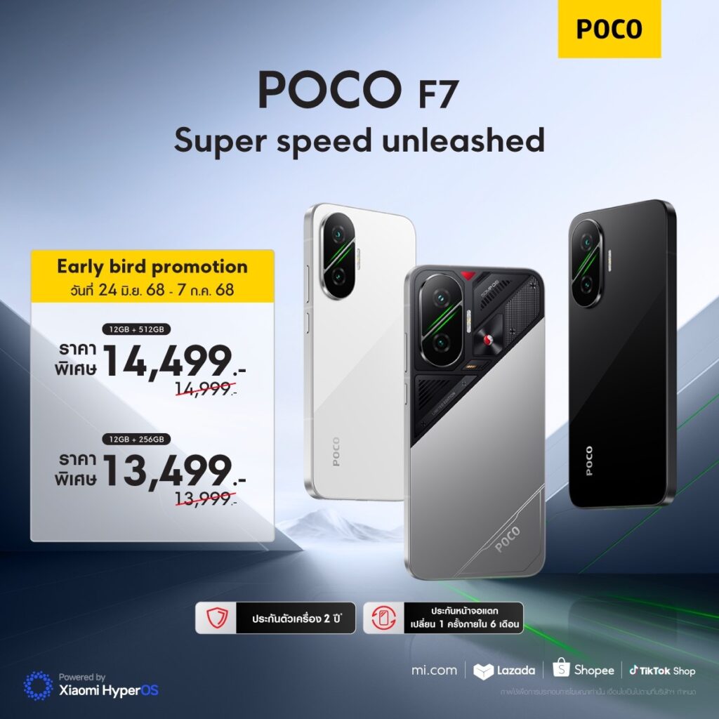 เปิดตัว POCO F7 มือถือเกมมิ่งชิป Snapdragon 8s Gen 4 แบต 6500mAh ราคา รีวิว สเปค 2025 5