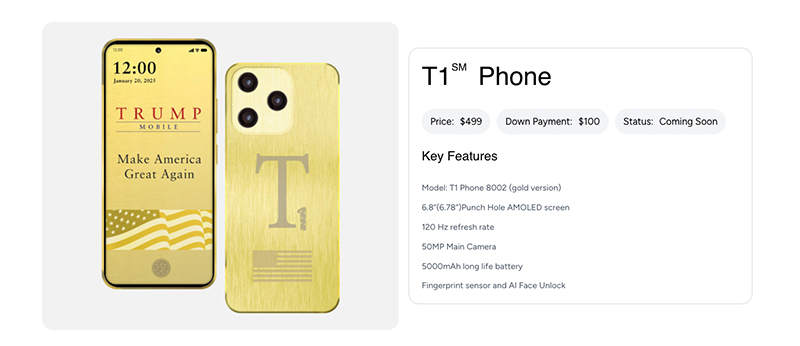 เปิดตัว Trump Mobile T1 Phone มือถือใหม่จากโดนัลด์ ทรัมป์ ราคา สเปค 2025 4
