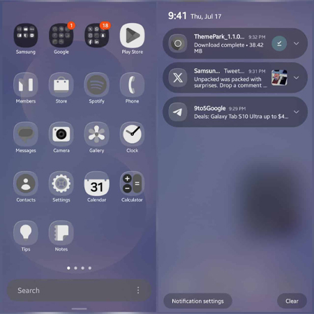 Samsung เปิดตัว Samsung Glass UI ธีมใหม่ดีไซน์คุ้นๆ พร้อมติดตั้งง่ายผ่าน Theme Park ปรับแต่งได้ตามใจชอบ 1