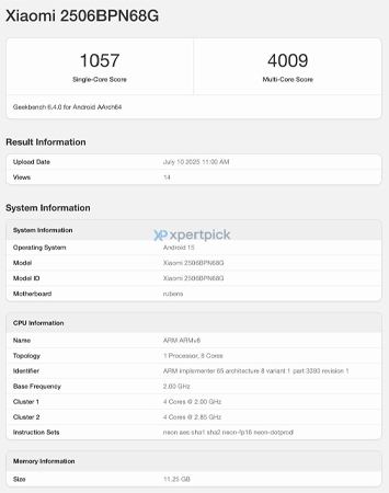 Xiaomi 15T Pro ผ่านการรับรองจาก กสทช. แล้ว พร้อมข้อมูลบน Geekbench คาดใช้ชิป Dimensity 9400+ 2