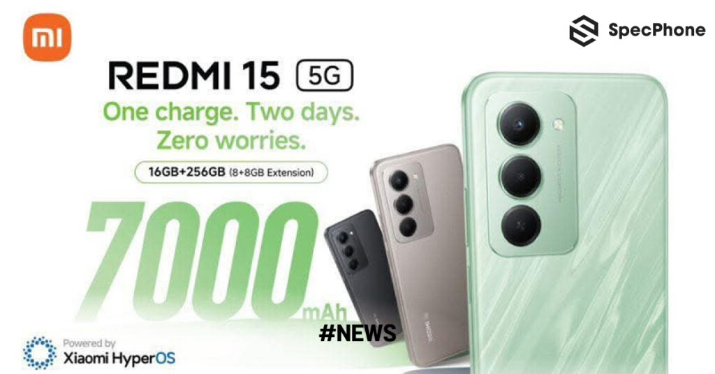 เผยโฉม Redmi 15 5G ก่อนเปิดตัว มาพร้อมจอ 6.9 นิ้ว 144Hz ชิป Snapdragon 6s Gen 3 และแบตเตอรี่ 7,000mAh