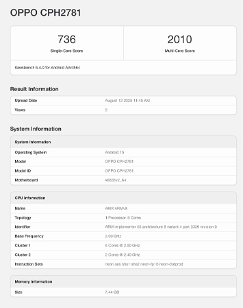 OPPO A6 Pro 5G เผยผลทดสอบบน Geekbench พร้อมชิป Dimensity 6300 คาดเปิดตัวเร็วๆ นี้ 1