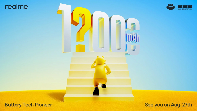 realme เตรียมเปิดตัวมือถือแบตเตอรี่ความจุกว่า 10,000mAh วันที่ 27 สิงหาคมนี้ 1