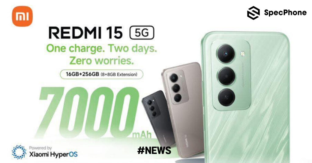 เปิดตัว Redmi 15 5G มาพร้อมชิป Snapdragon 6s Gen 3 จอ 144Hz แบต 7,000mAh และกล้อง 50MP