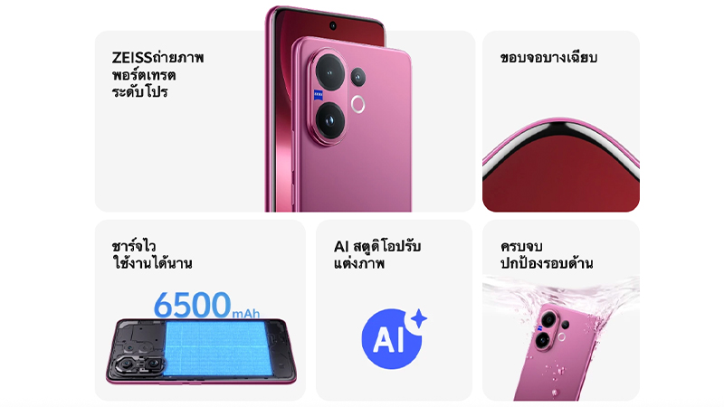 เปิดราคาไทย vivo V60 พร้อมสเปคกล้อง ZEISS 50MP ชิป Snapdragon 7 Gen 4 และแบต 6500 mAh เริ่มต้น 15,999 บาท 7