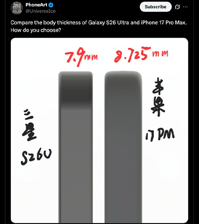 ไปคนละทาง iPhone 17 Pro Max กับ Galaxy S26 Ultra การแข่งขันด้านแบตเตอรี่และความบางที่ต่างกัน 1