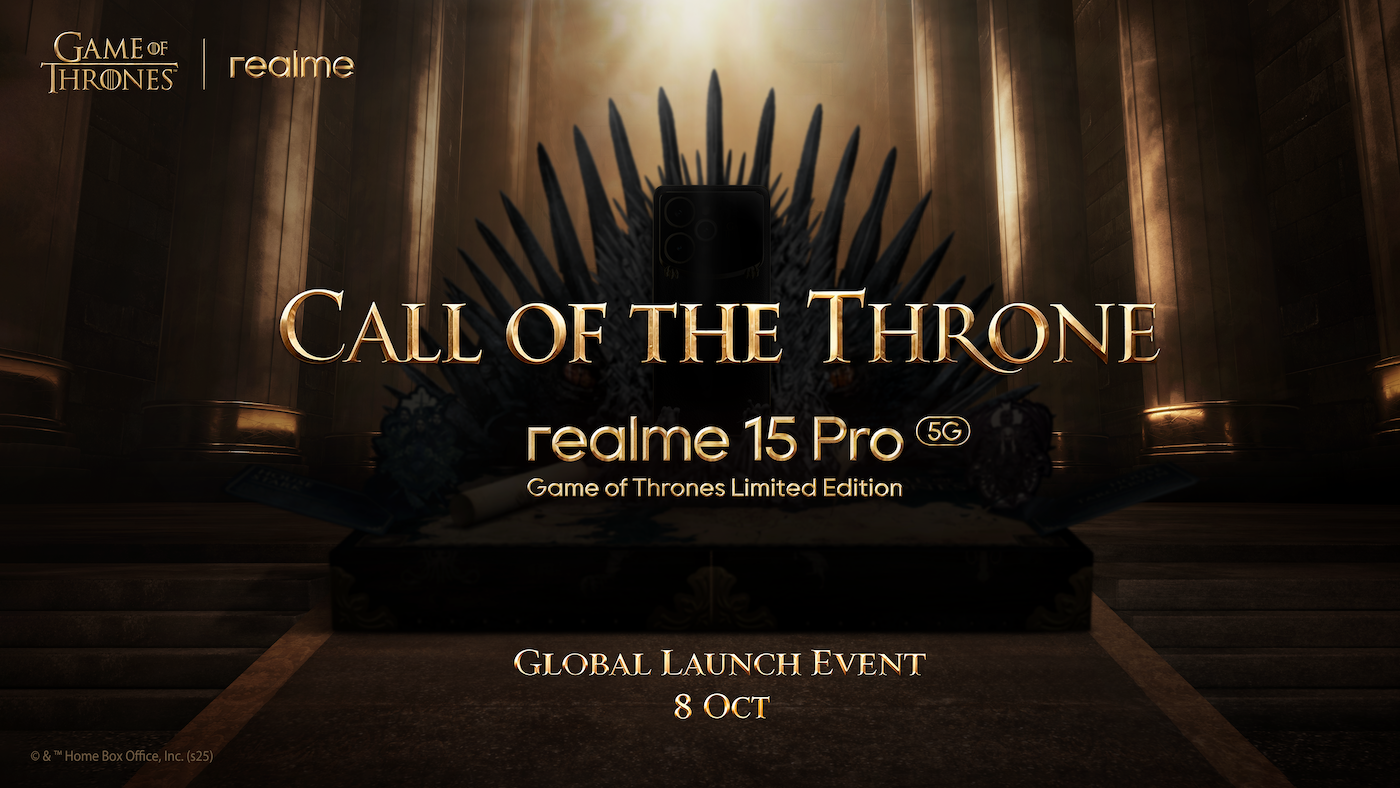 ที่สุดแห่งสมาร์ตโฟนครอสโอเวอร์ 2025! realme ผนึกกำลัง Warner Bros.เปิดตัวรุ่นพิเศษ “realme 15 Pro Game of Thrones Limited Edition”ปลดปล่อยพลังเรียลในแบบของคุณครั้งแรกของโลก 8 ตุลาคมนี้