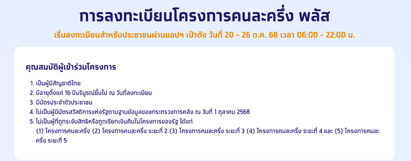 วิธีลงทะเบียนคนละครึ่งพลัสปี 2568 ทำยังไง แอปเป๋าตัง เงื่อนไข ใช้ได้วันไหน 2025