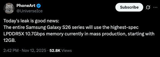 Samsung Galaxy S26 จะอัปเกรด RAM เสริมพลังกล้อง AI และชิปจะใช้ตัวไหน 