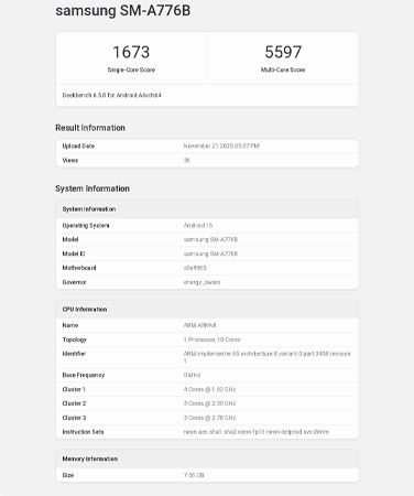 เผยสเปค Samsung Galaxy A77 หลังพบบน Geekbench ที่มาพร้อมชิป Exynos 2400