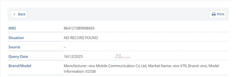 หลุดข้อมูล vivo V70 หลังผ่านการรับรอง FCC เตรียมเปิดตัวตลาด Global พร้อมสเปคจัดเต็ม