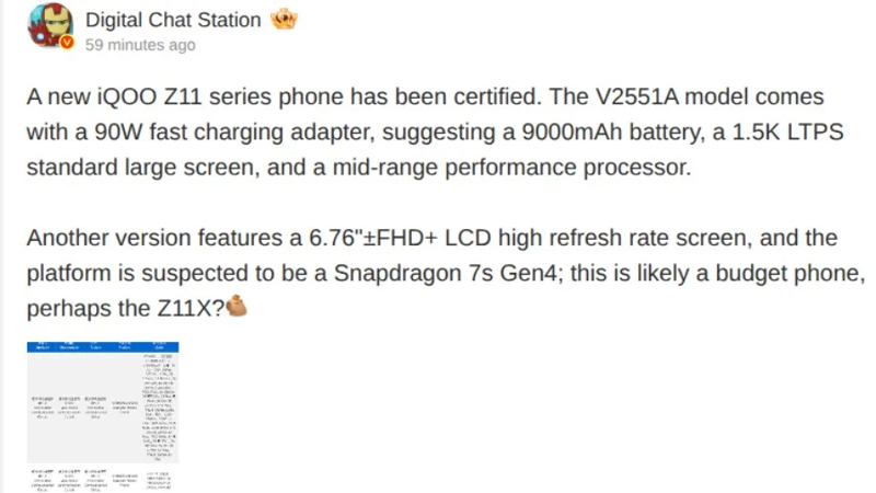 iQOO Z11 Series ผ่านการรับรอง 3C เตรียมเปิดตัว พร้อมแบตขนาดใหญ่ 9000mAh 