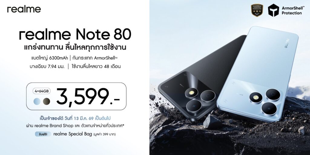 เปิดตัว realme Note 80 สเปค ราคา รีวิว ดีไหม