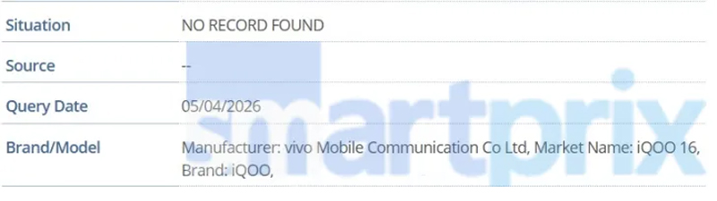 พบ vivo V80 และ iQOO 16 โผล่รายชื่อบนฐานข้อมูล IMEI แล้ว คาดเปิดตัวเร็วๆ นี้