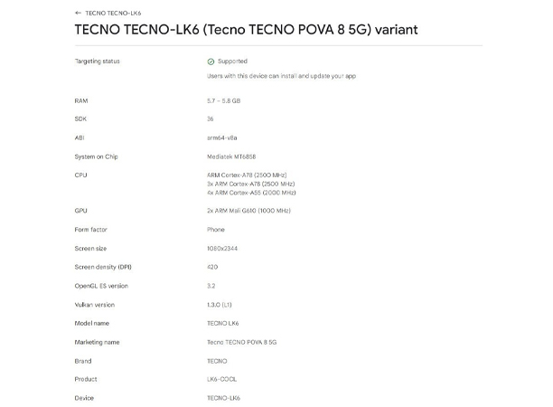 Tecno Pova 8 Pro ผ่านการรับรอง FCC พร้อมเผยความจุแบต, RAM 12GB และความจุ  512GB 