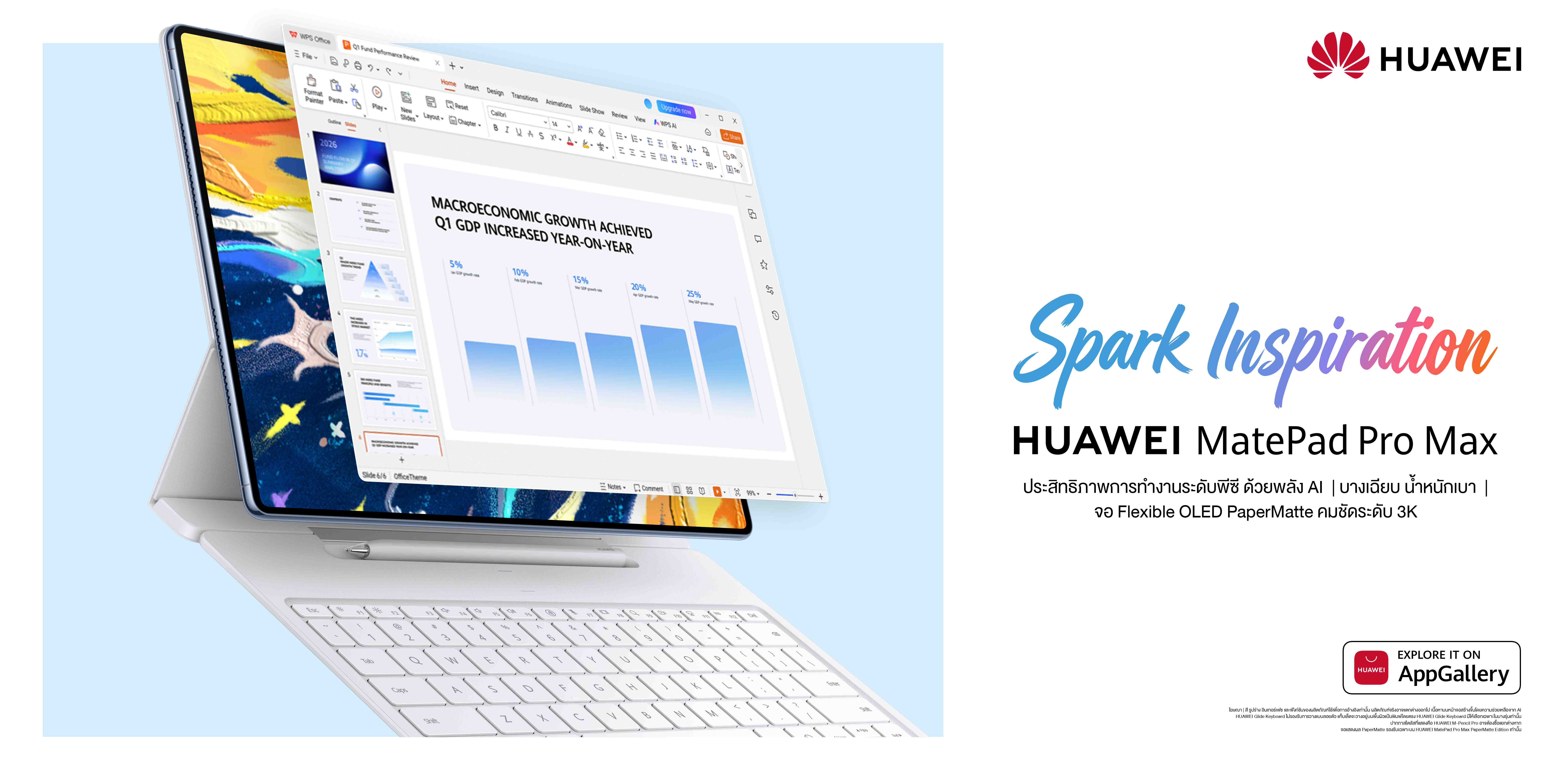 เตรียมพบปรากฏการณ์เหนือระดับ! HUAWEI MatePad Pro Max แท็บเล็ตหน้าจอ 13.2 นิ้วที่บางที่สุดในโลก ปฏิวัติการทำงานและสร้างสรรค์ขั้นสุดด้วยพลัง AI อัจฉริยะ