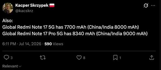 หลุดสเปค POCO X8 รุ่นเริ่มต้นที่กลับมาอีกครั้ง พร้อมแบต 9,000 mAh และชิป Snapdragon 6s Gen 4