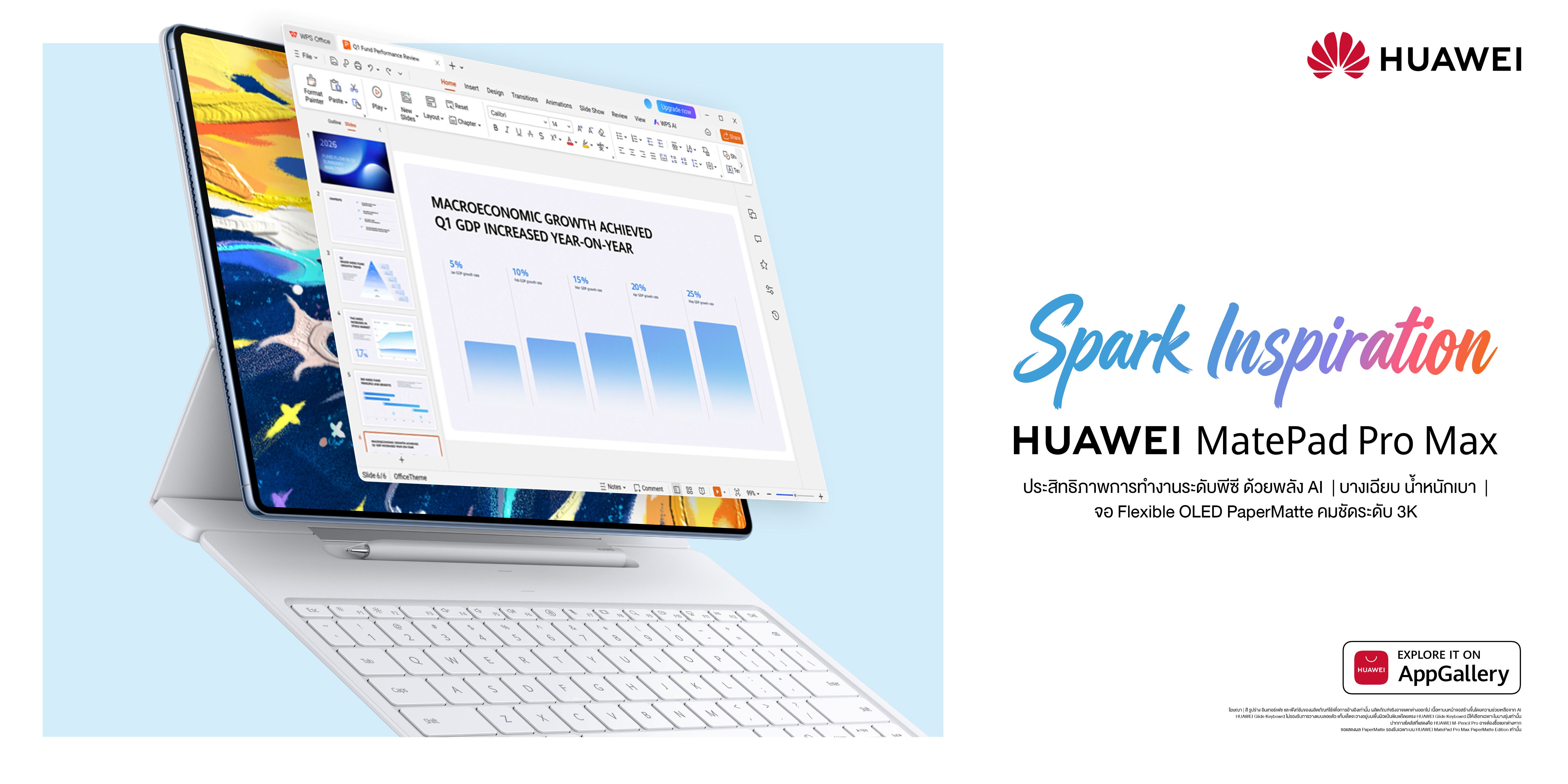 HUAWEI MatePad Pro Max ที่สุดของแท็บเล็ตตอบโจทย์คนทำงานยุคใหม่ ก้าวข้ามขีดจำกัดด้วย AI อัจฉริยะ บนดีไซน์บางที่สุดในโลกเพียง 4.7 มม.