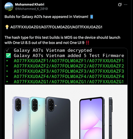 Samsung Galaxy A07s รุ่นเล็กสเปคอัปเกรด เตรียมมาพร้อม One UI 9.0 ตั้งแต่แกะกล่อง 