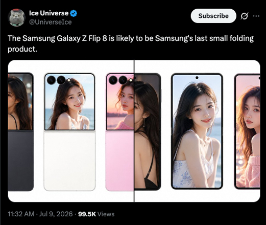 Samsung Galaxy Z Flip 8 จะเป็นมือถือจอพับเล็กรุ่นสุดท้ายของซีรีส์นี้ เหตุต้นทุนพุ่งสูงขึ้น