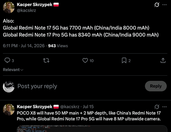 POCO C95 Pro และ Redmi Note 17 Pro 5G ผ่านการรับรอง กสทช. ที่ไทยแล้ว เตรียมเปิดตัวเร็วๆ นี้