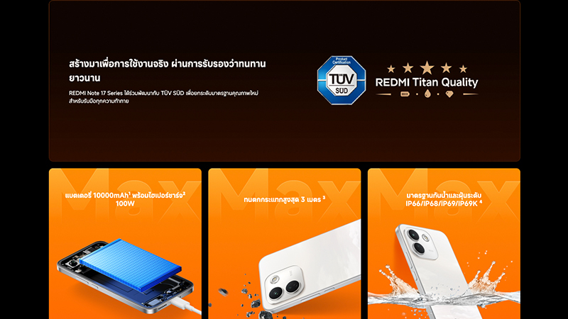 REDMI Note 17 Pro Max 5G มาพร้อมแบต 10,000 mAh ตัวเครื่องถึกทน เตรียมเปิดตัว 27 สิงหาคมนี้ 