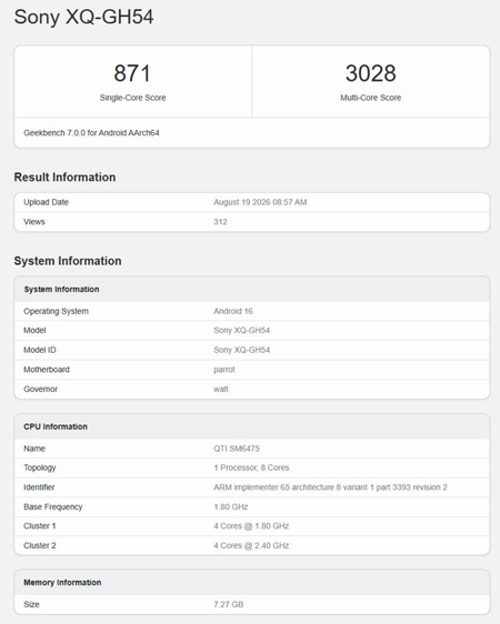 Sony Xperia 10 VIII โผล่บน Geekbench ยังคงใช้ชิปเดิม เตรียมเปิดตัววันที่ 25 ส.ค. นี้