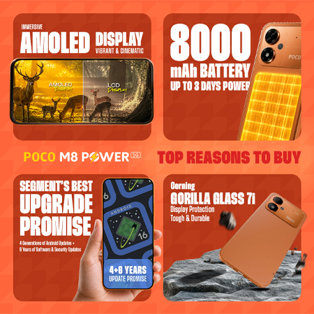 เปิดตัว POCO M8 Power 5G ที่อินเดีย ได้แบตใหญ่ 8,000 mAh จอ 6.99 นิ้ว 120Hz สเปคครบๆ ในราคาประมาณ 8,800 บาท 