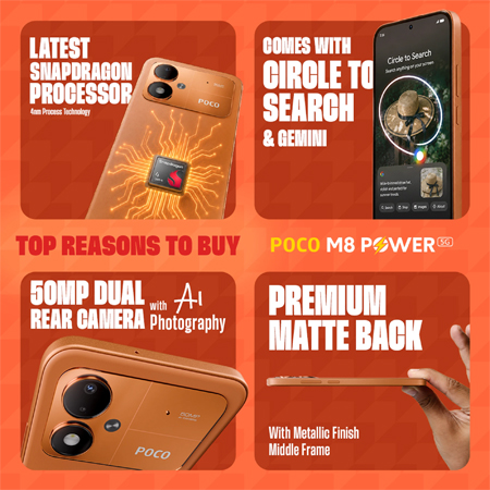 เปิดตัว POCO M8 Power 5G ที่อินเดีย ได้แบตใหญ่ 8,000 mAh จอ 6.99 นิ้ว 120Hz สเปคครบๆ ในราคาประมาณ 8,800 บาท 