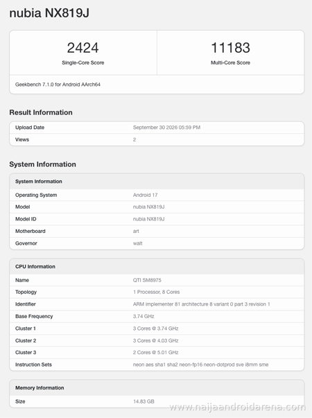 RedMagic 12 Pro+ โผล่บน Geekbench ด้วยชิป Snapdragon 8 Elite Extreme Gen 6 พร้อม RAM 16GB