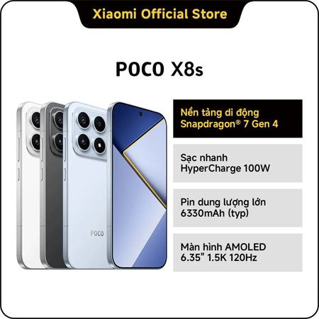 เปิดตัว POCO X8s พร้อมจอ 6.35 นิ้ว 120Hz ชิป Snapdragon 7 Gen 4 แบต 6,330mAh เริ่มต้นประมาณ 14,900 บาท 